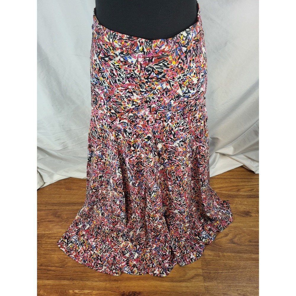 Saloni Diana Watercolor Floral Midi Skirt 100% Silk Size US 4